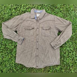 Cody James Western Apparel Men's Long Sleeve Brown Pearl Snap Rodeo Shirt Sz M
